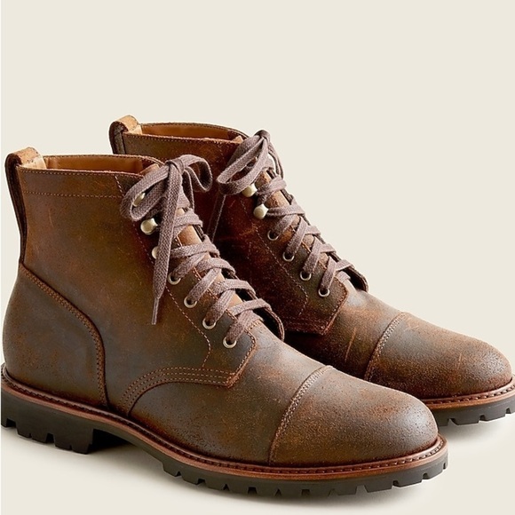 J Crew x Kenton cap-toe boots in English waxed leather AQ375 - Picture 1 of 5